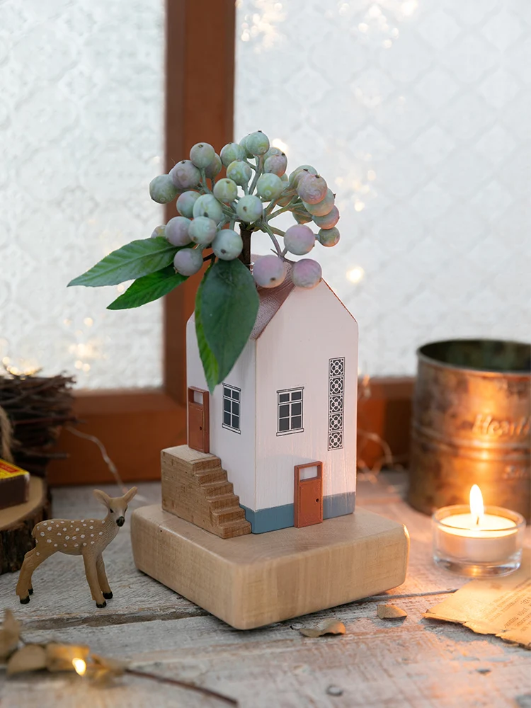 Wooden House Model Healing Department Small Decoration Girl Gift Senior Small Home Bedroom Workstation Decoration