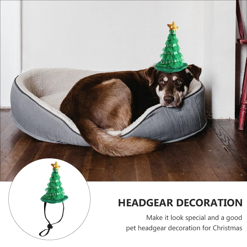 

1Pcs Christmas Tree Pet Hat Adjustable Cat Dog Cap Adorable Xmas Decoration Christmas Tree Pet Hat Adjustable Cat Cap