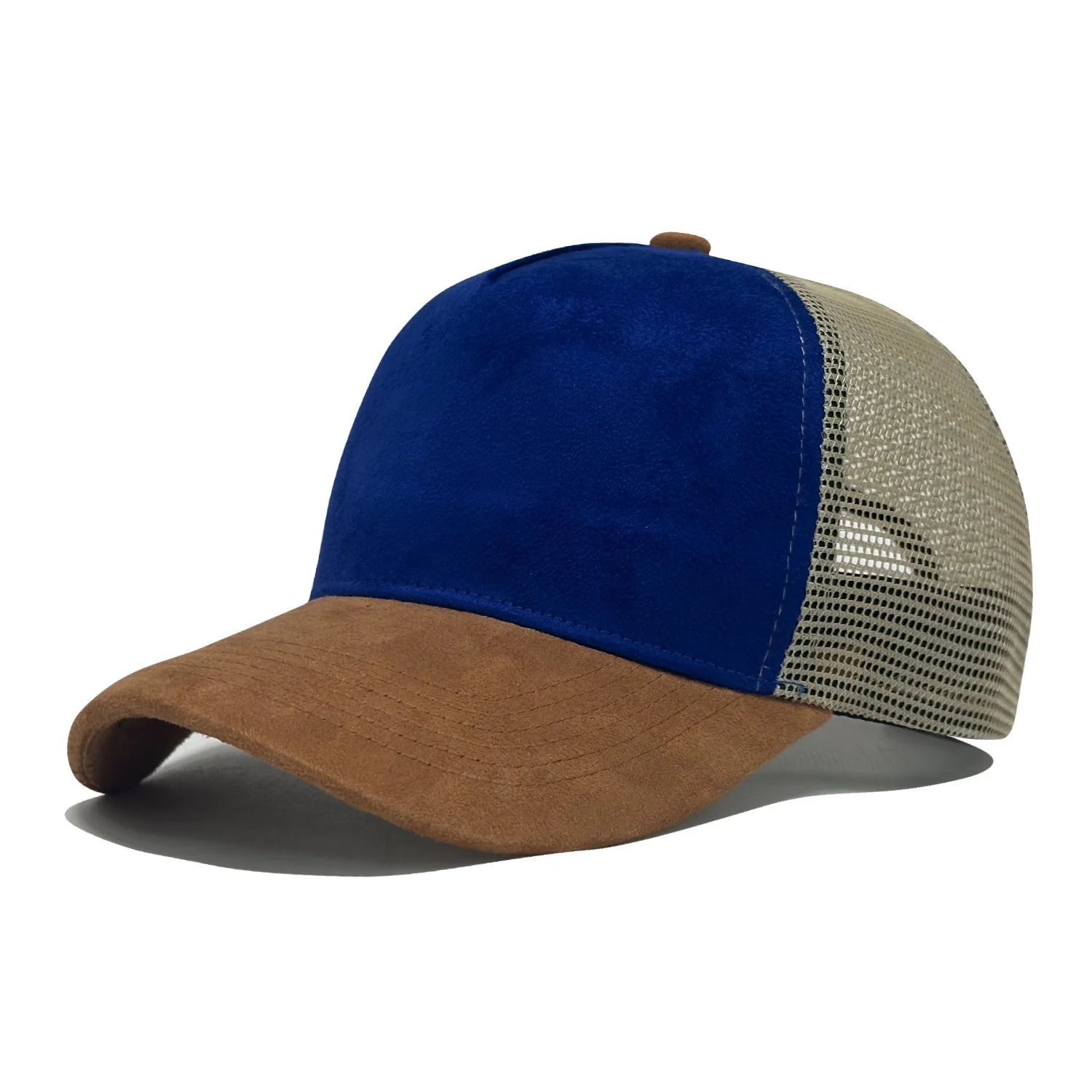 100% Cotton Four Hot-Selling Cross-Border 5-Panel Baseball Cap for Men Women Velour Twill Sun Protection Mesh Feel Skin-Friendly