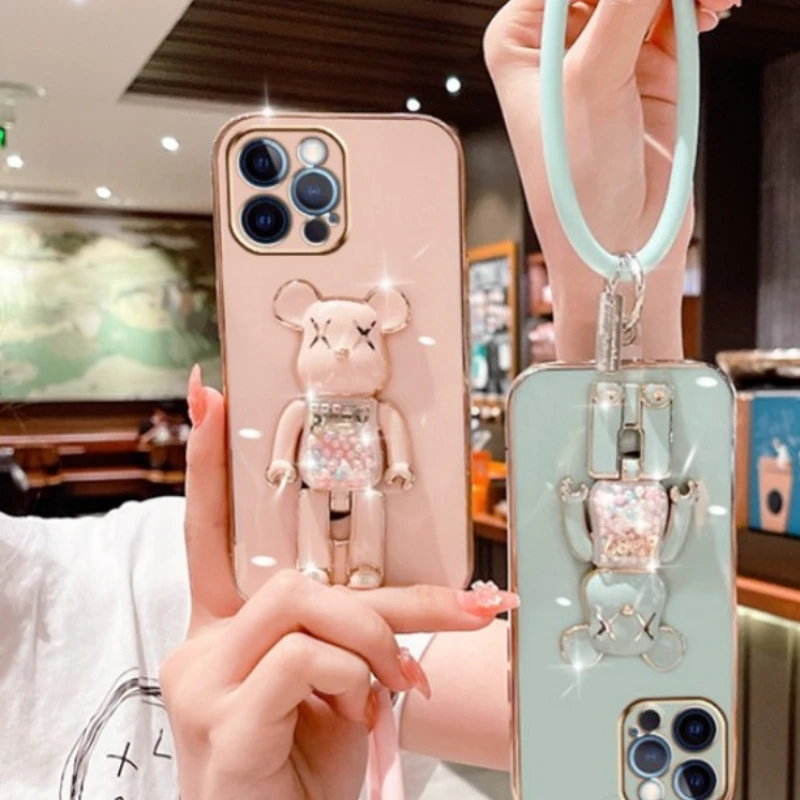3d Candy Bead Bär Drehst änder Armband Riemen Telefon Fall für iPhone 15 14 12 Pro Pro x xs xr 7 8 plus Beschichtung Abdeckung