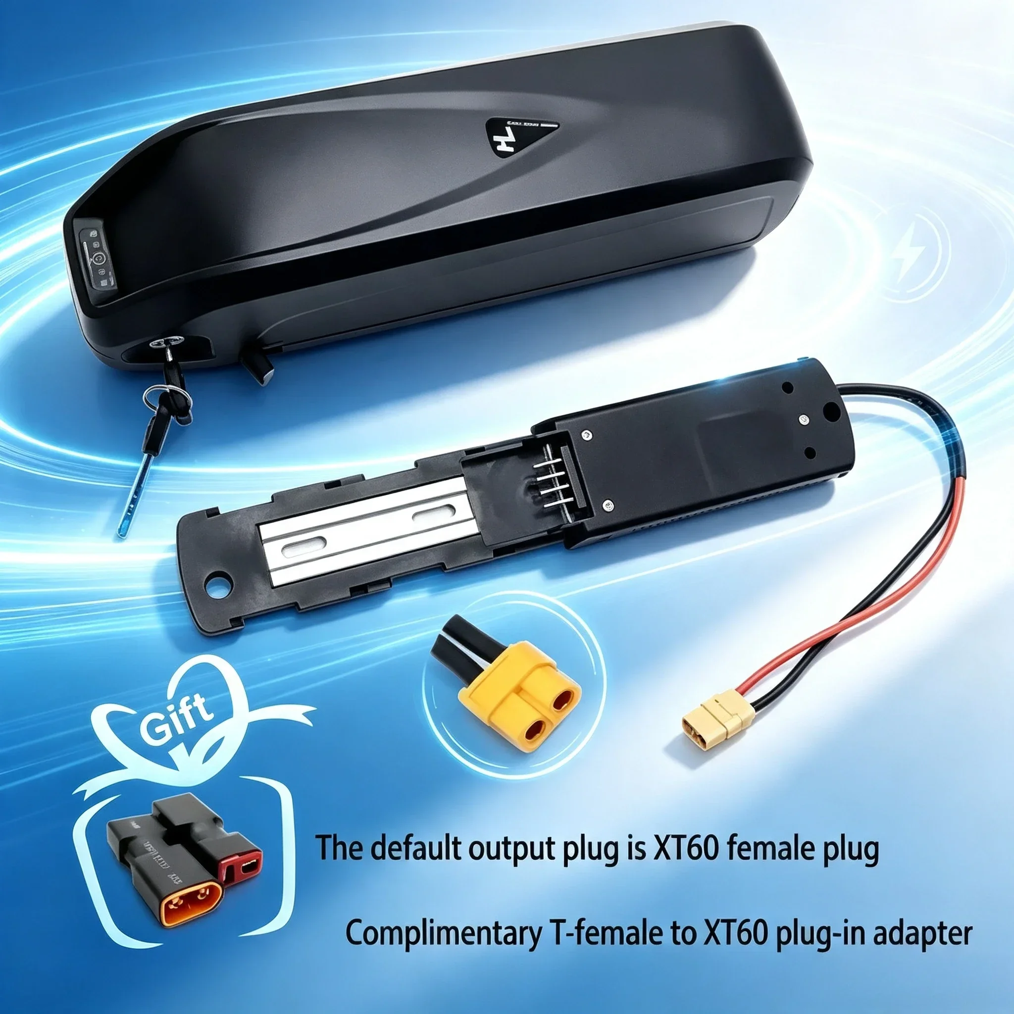 Hailong 48V 20Ah Lithium-Akku für Elektrofahrräder, EU-Lagerlieferung in 7 Tagen, umwandelbarer XT60-T-T-Stecker-Adapter, wasserdichter austauschbarer Akku für Elektrofahrrad + Ladegerät