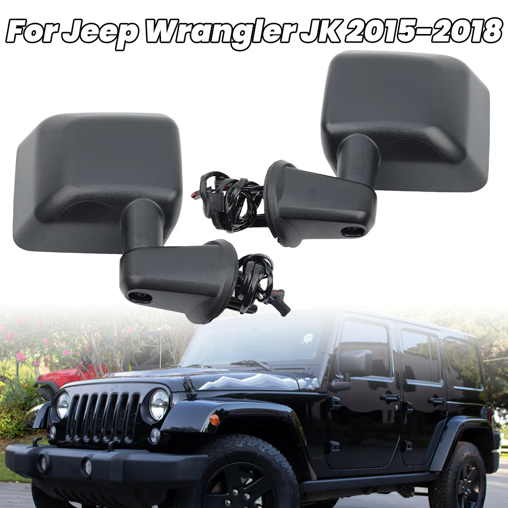 5 Wires Side Mirror Assembly For Jeep Wrangler JK 2015-2018 Textured Black With Heated Double Plug Door Mirror Car Accessories