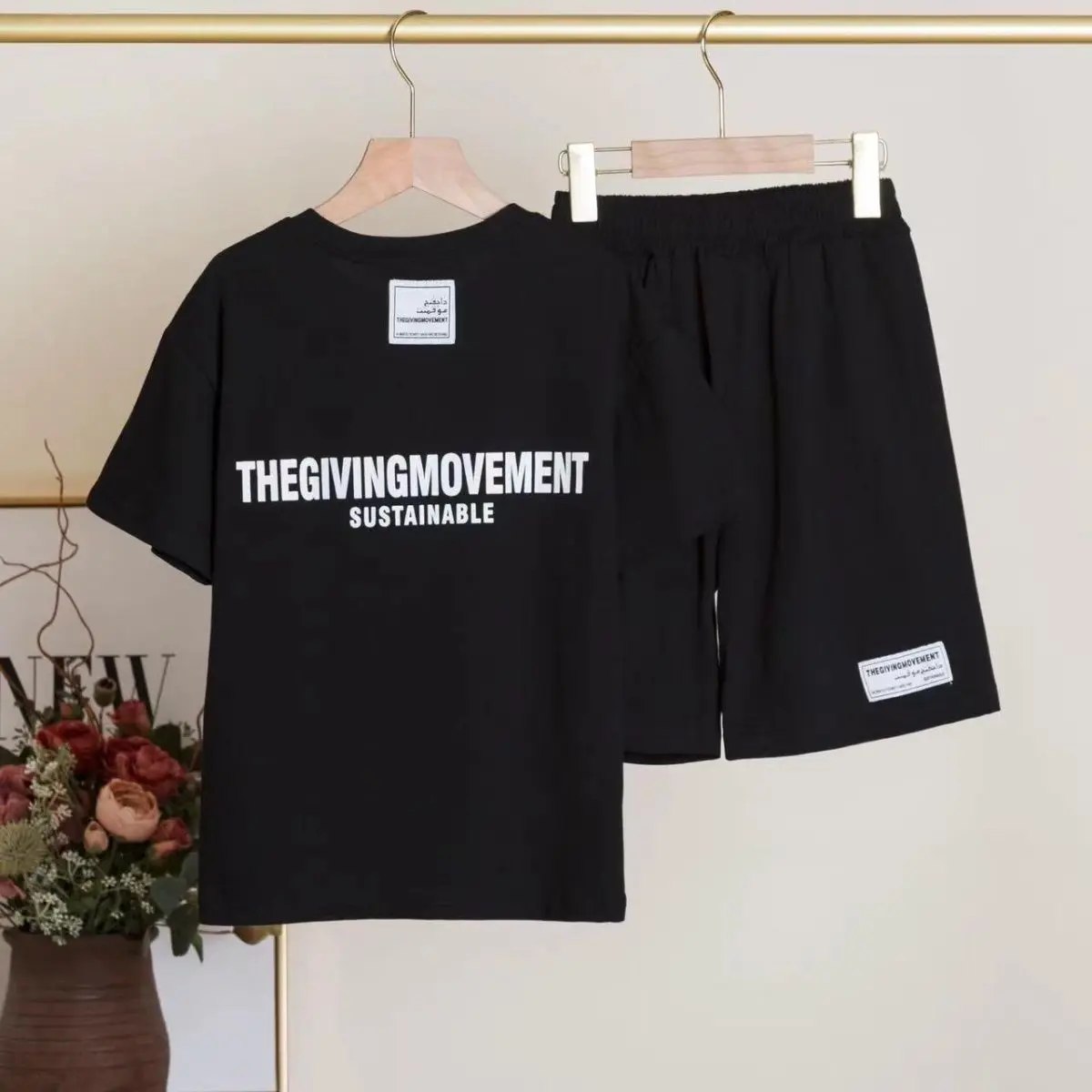 THEGIVINGMOVEMENT Children Oversized T-shirt Loose Sports Shorts 2 Piece Sets Kids Casual Tees Sweatshorts Boys And Girls