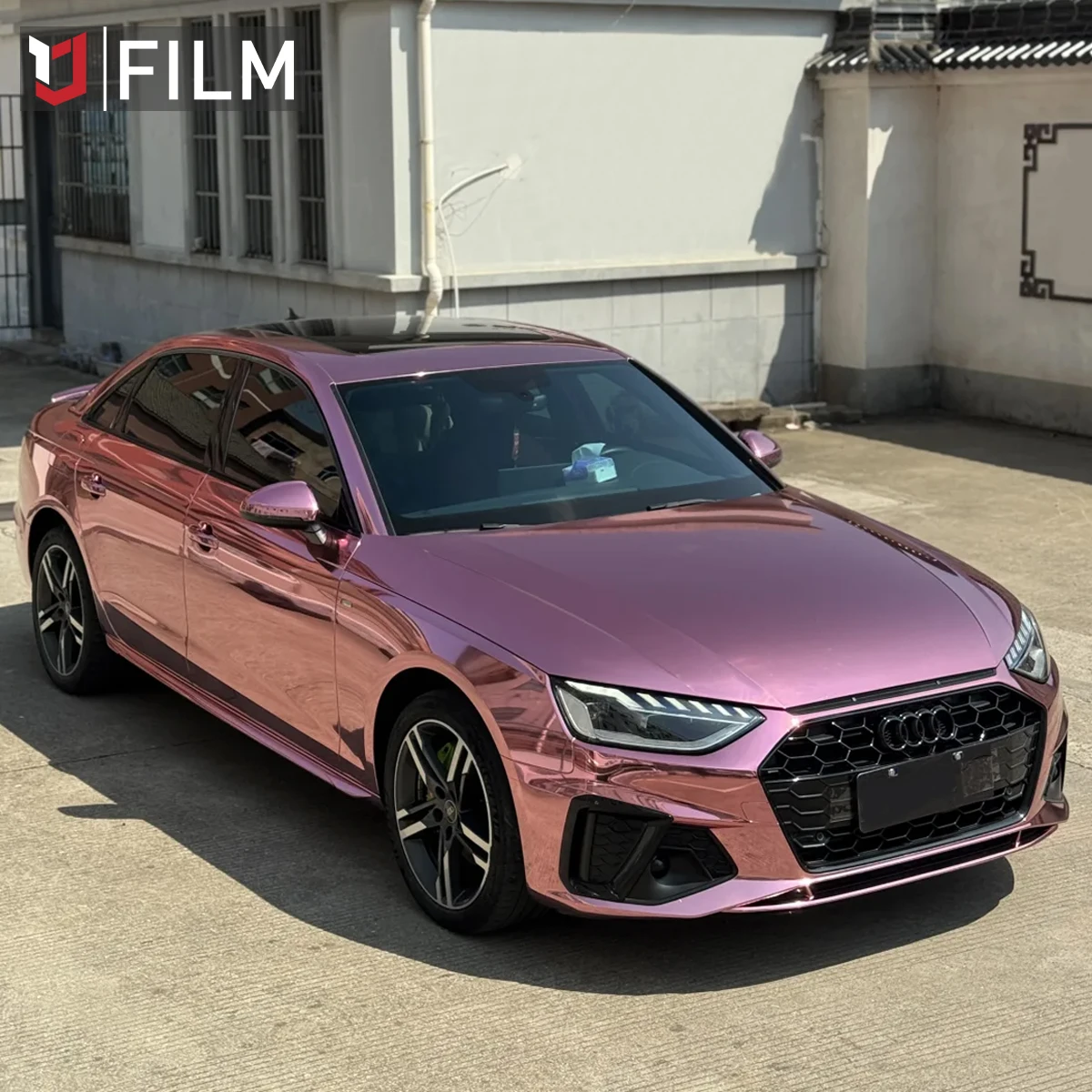 Liberação de ar cromo vermelho vinil envoltório pet decorações do carro filme amostra livre cetim cromo rosa ouro carro envoltório vinil corpo inteiro