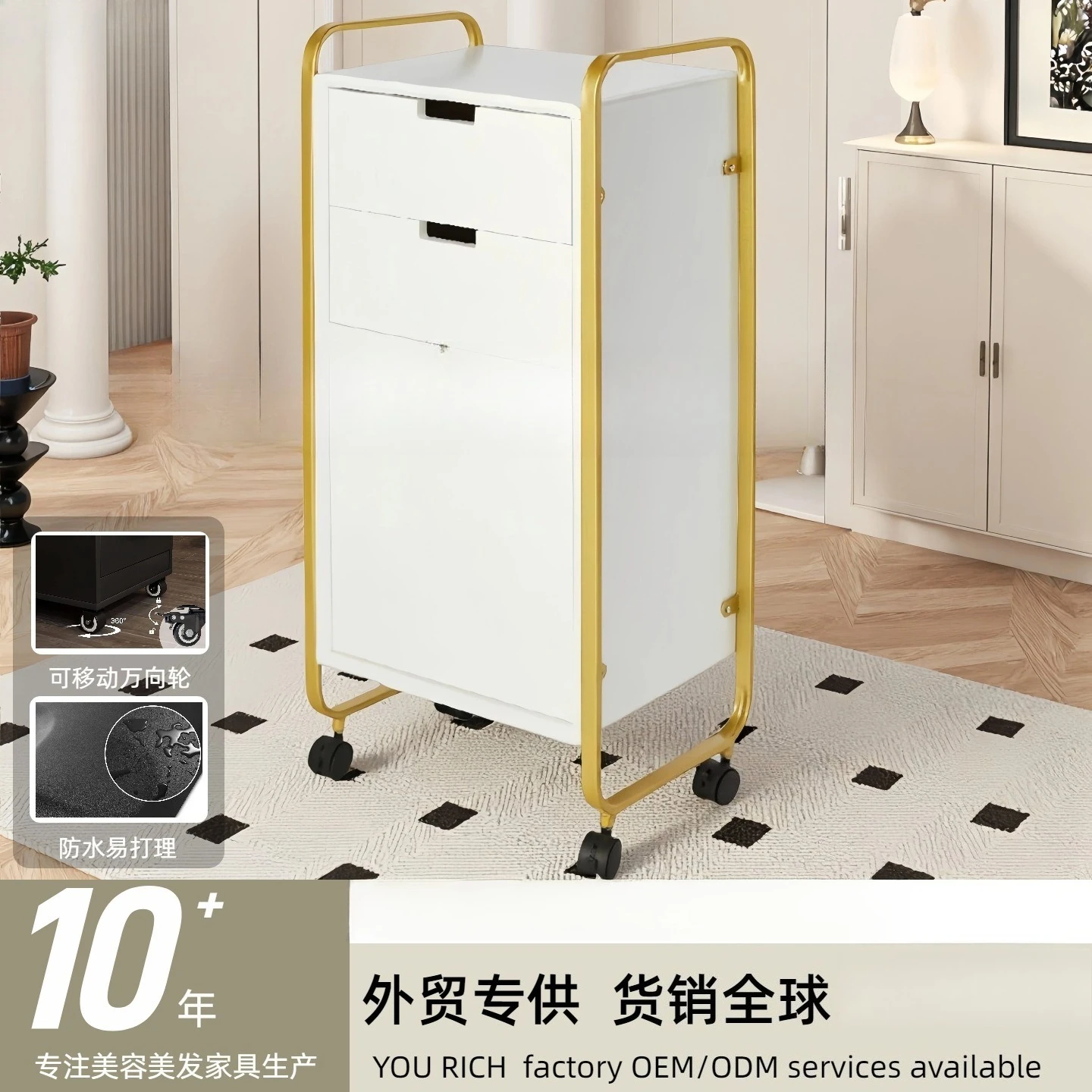 

Light luxury hair Mobile beauty tool cart Advanced Tool cart Locker with door Small cabinet