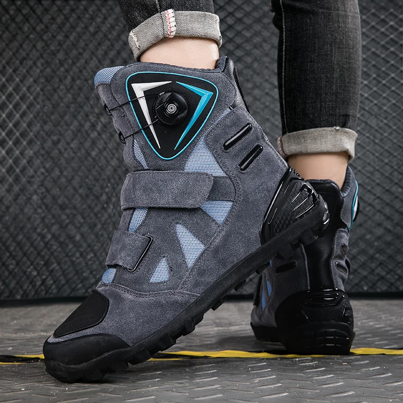 Men Motorcycle Boots Touring Biker Boots Anti-slip Motocross Boots Wear-resisting Casual Motorcycle Shoes Breathable