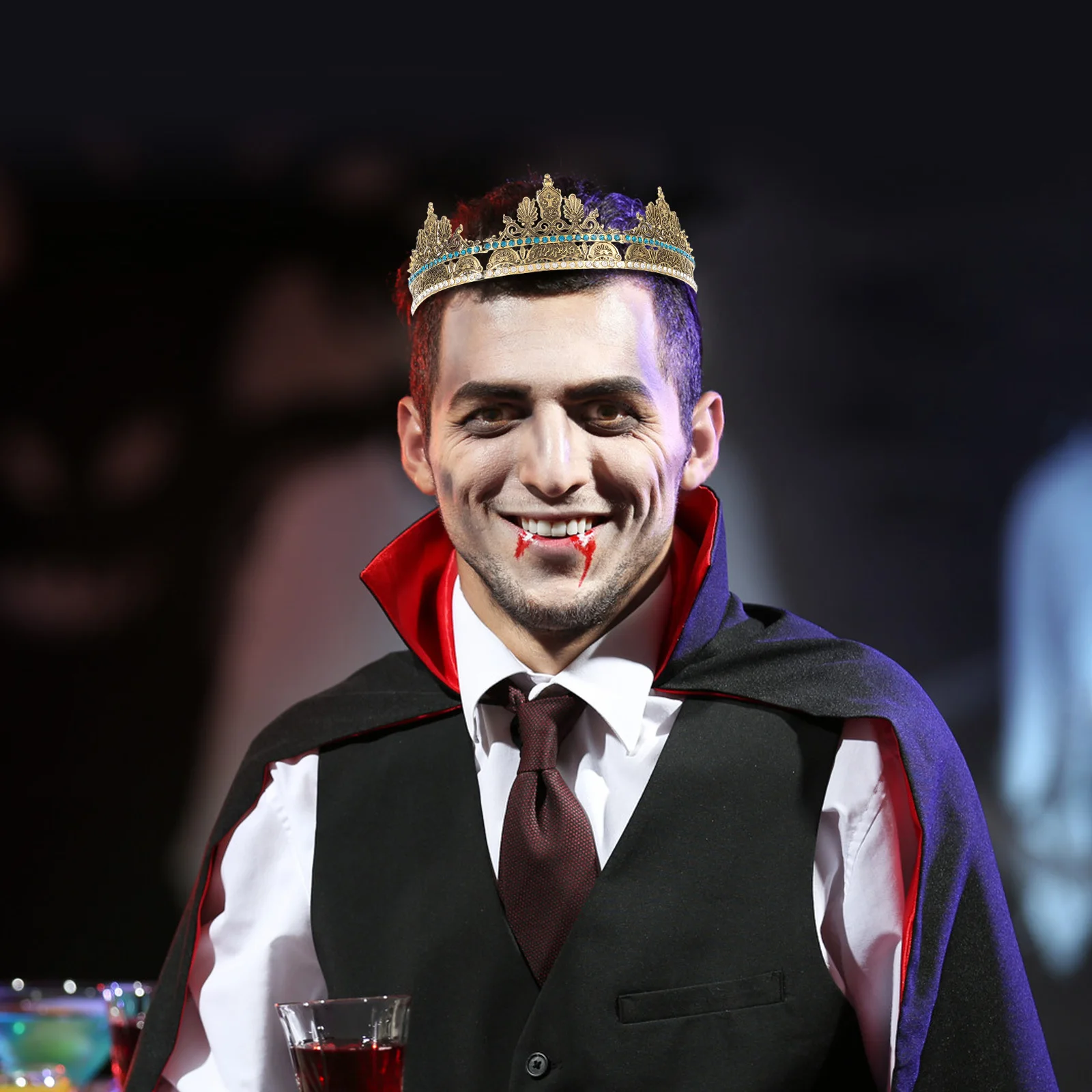 Vintage Men Crown Zinc Alloy Retro King Headdress for Men Wedding Party Cosplay Prom Stage Performance Jewelry Accessory