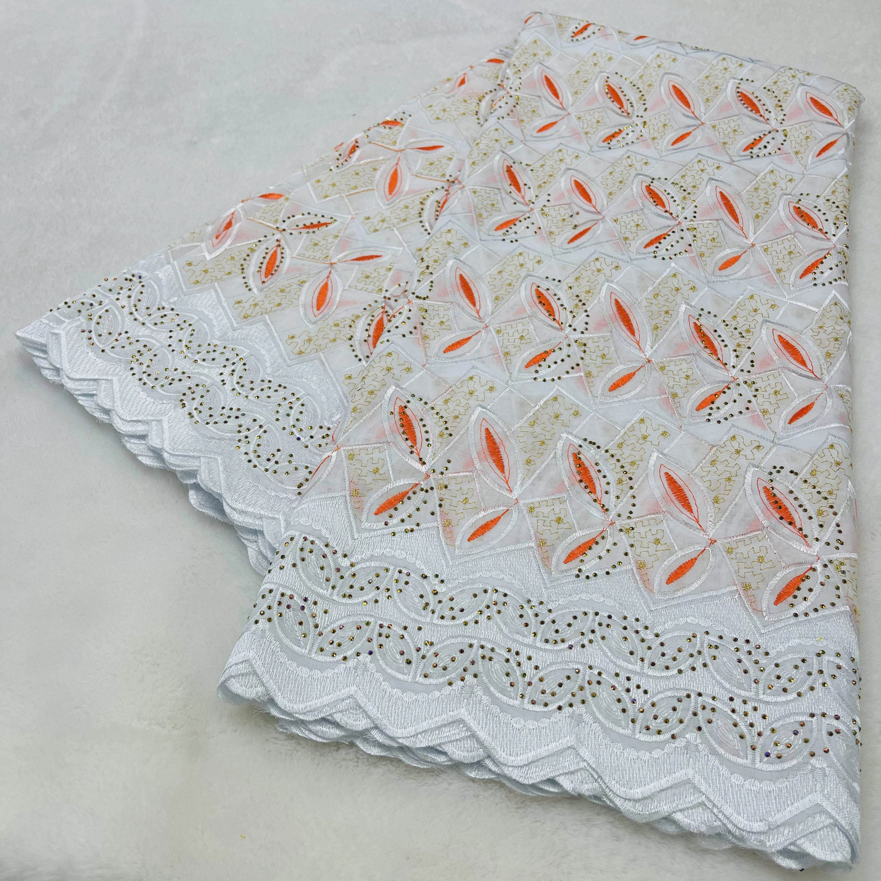 

African Lace Fabric 2025 Swiss Voile Cotton Lace Elegant Nigerian Embroidered Cotton Lace Fabric 5 Yards for Women Sew