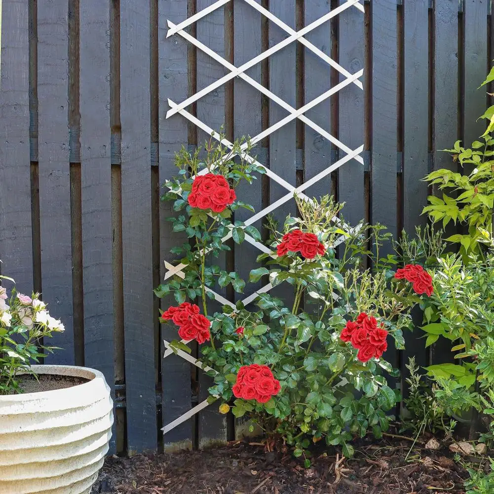 Expandable Garden Trellis 70 x 12 Inch Plastic Lattice Fence Wall Panel for Climbing Plants Vine Ivy Rose Cucumbers Clematis Out