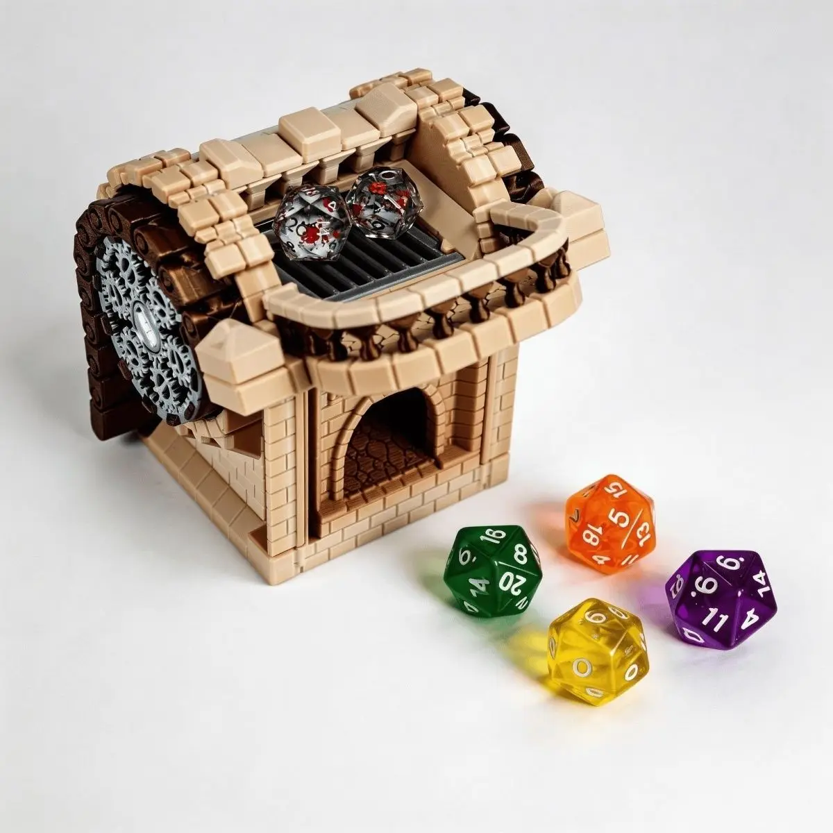 Automatic Mechanical Dice Tower, Polyhedral Dice Roller for Tabletop RPG Board Games, TTRPG Gaming Accessory Gift