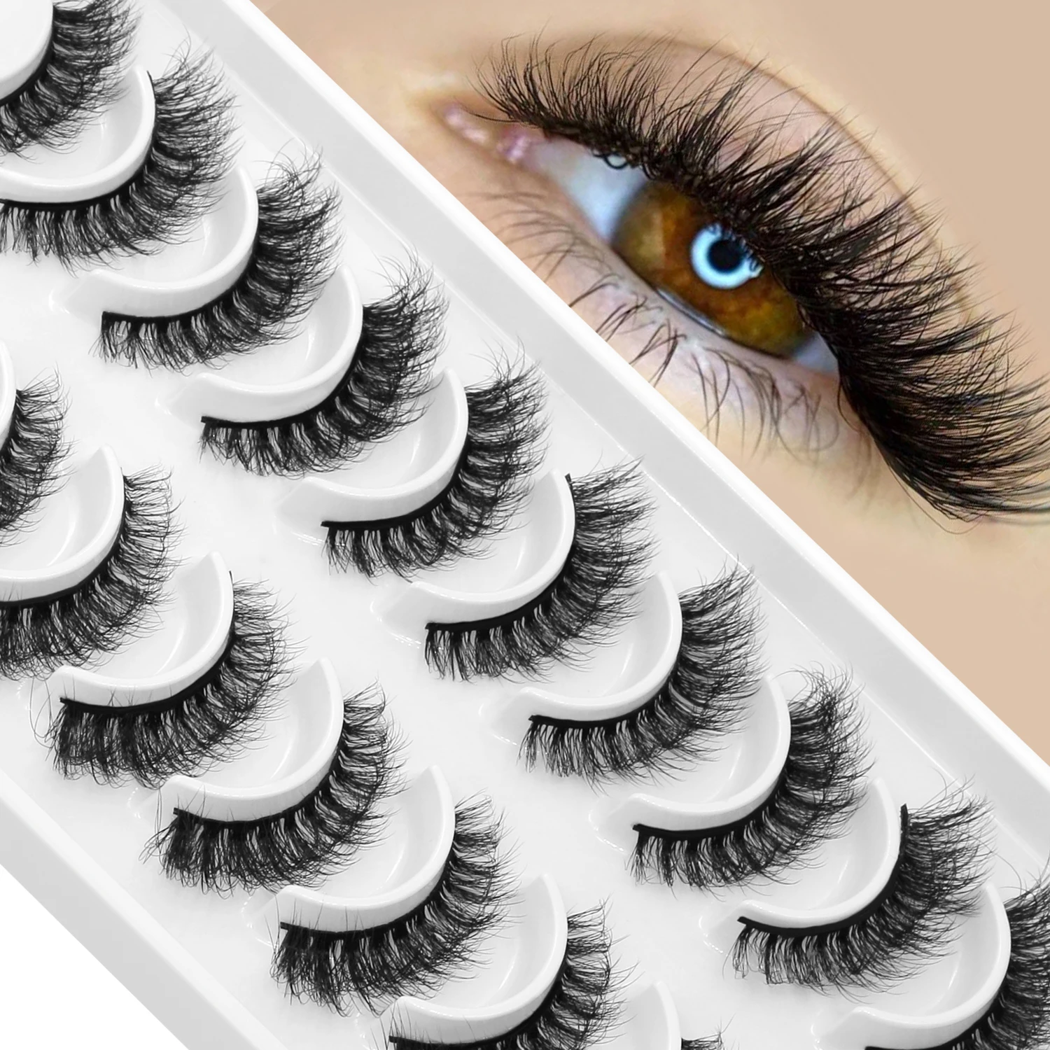 Lasvirey رقيق الرموش وهمية 5D رقيق حجم القط رموش الطبيعية طويلة لينة Wispy كامل قطاع جلدة فو المنك جلدة ماكياج