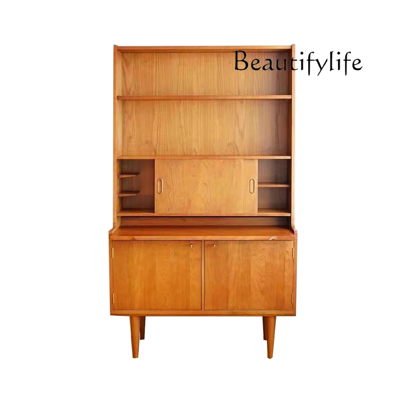

Medieval dining side retro replica furniture multi-functional locker cherry wood display wine cabinet