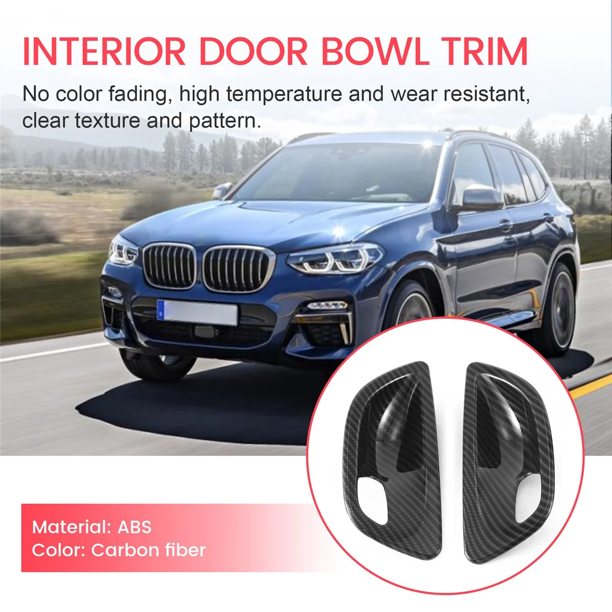 4Pcs Carbon Fiber Interior Door Handle Bowl Cover Trim For-BMW 5 Series F10 2011-2016