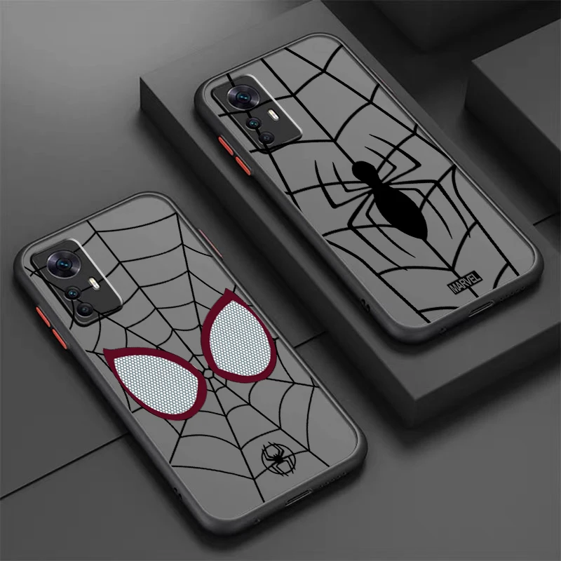 Marvel Luxury Logo Spider Man Frosted Translucent For Xiaomi Mi 13 12 12T 11T 11 11i 10T 10 9T Pro Lite Ultra 5G Cover