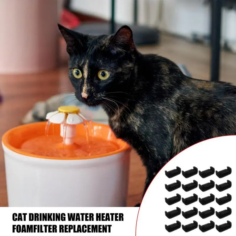 20pcs Pet Water Filter Sponge Cat Water Fountain Filter Cat Foam Filters Replacement For Stainless Steel Top Cats Fountains