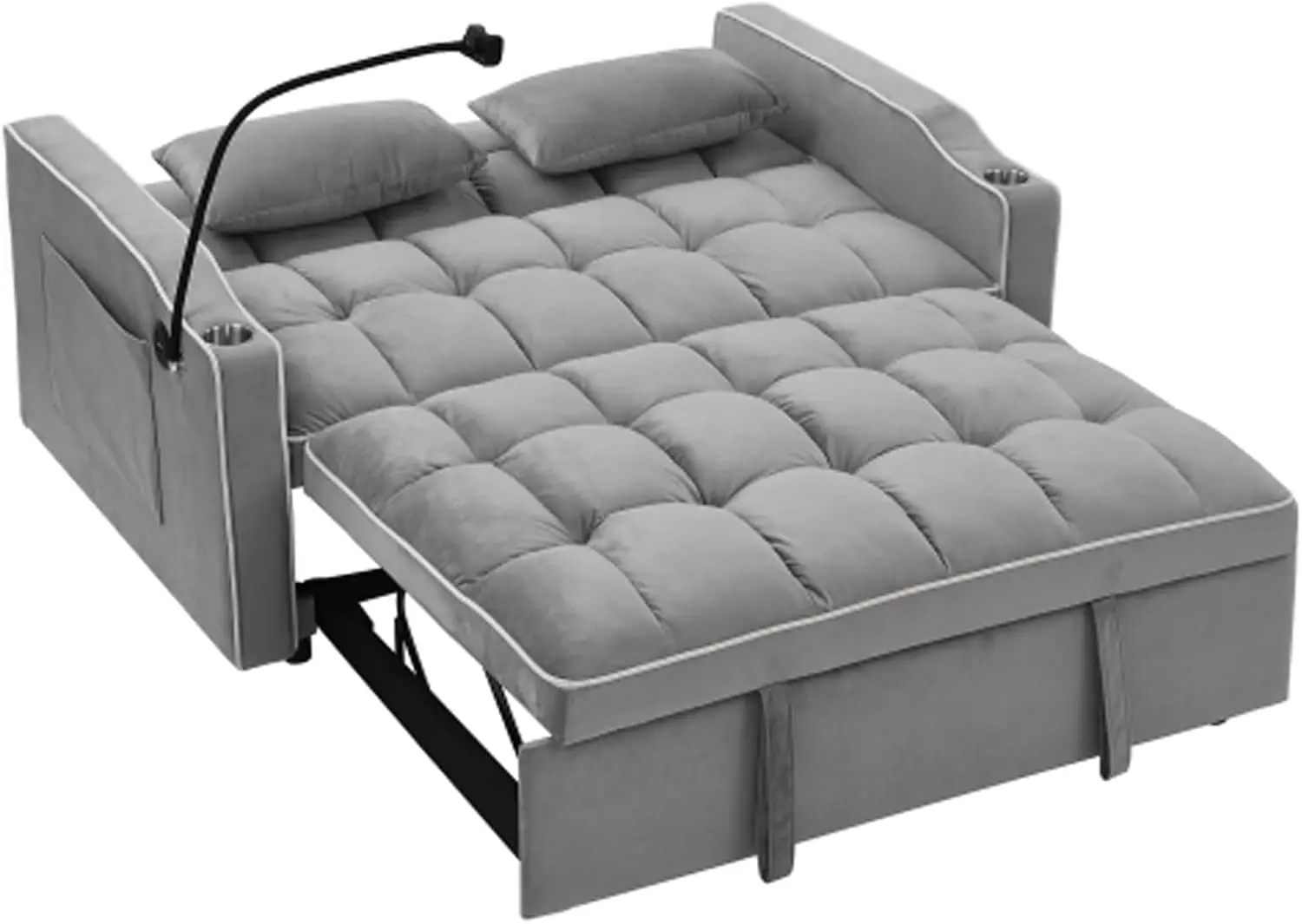 

3 in 1 Sleeper Sofa Couch Bed,Pull Out Sofa Bed With USB Port & Storage Pockets,Modern Sleeper Sofa for Living Room,Gray