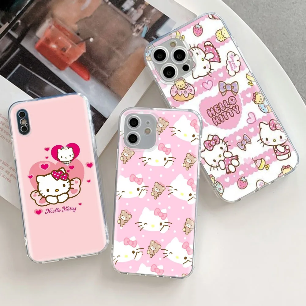 Custodia trasparente Hello Kitty per Motorola Moto E20 E30 E40 G50 G60 G60S G200 G31 G41 G51 G71 Cover