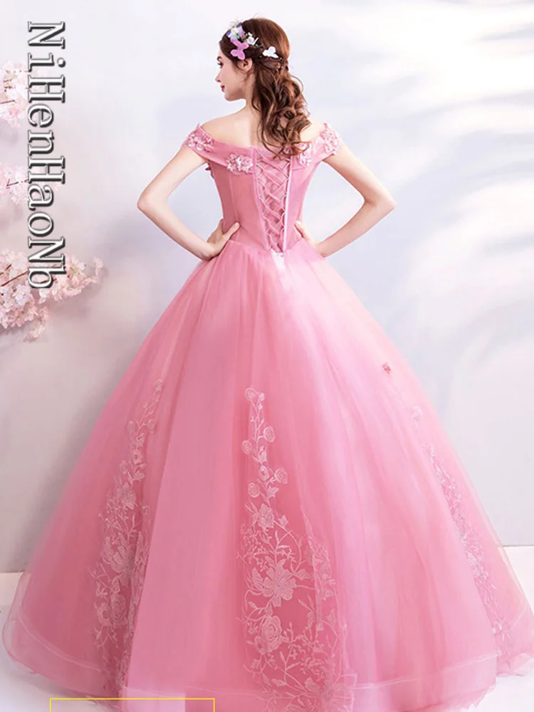 Vestido de fiesta de encaje rosa de lujo para quinceañera, vestido de baile Vintage de 15 años, 14 colores