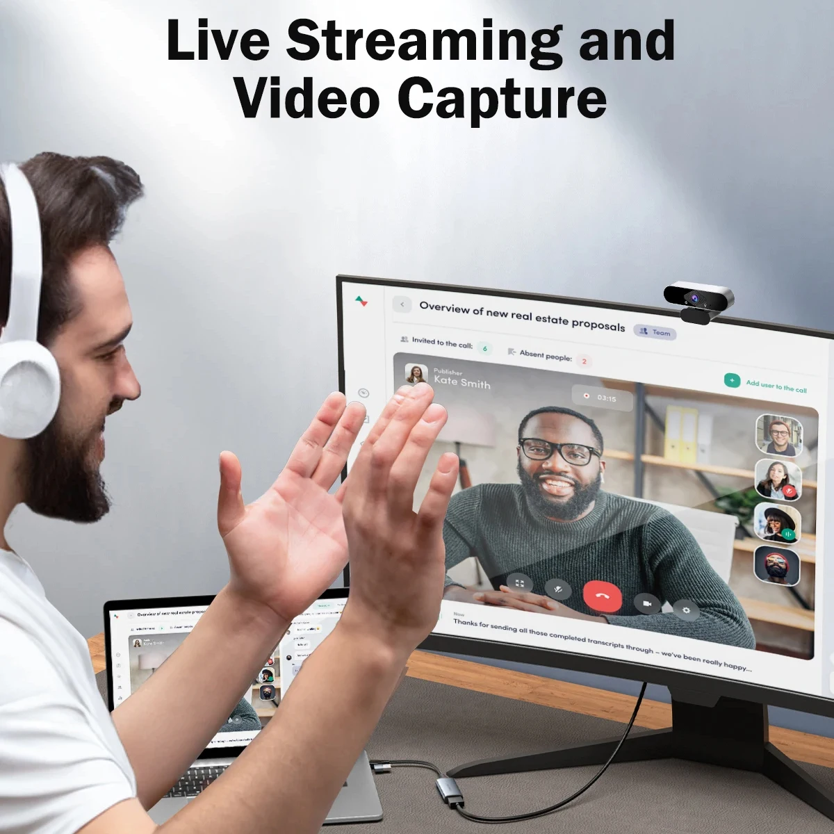 Tarjeta de captura de vídeo 4K, caja Capturadora de vídeo compatible con HDMI a USB USB-C para PC, ordenador, cámara, transmisión en vivo, grabación de reuniones