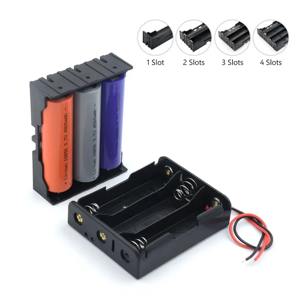 5 Pcs 1 2 3 4 Slot 18650 3.7v Persistence Rechargeable Battery Box 18650 Batteries Clip Holder Container Wire Lead Adapter