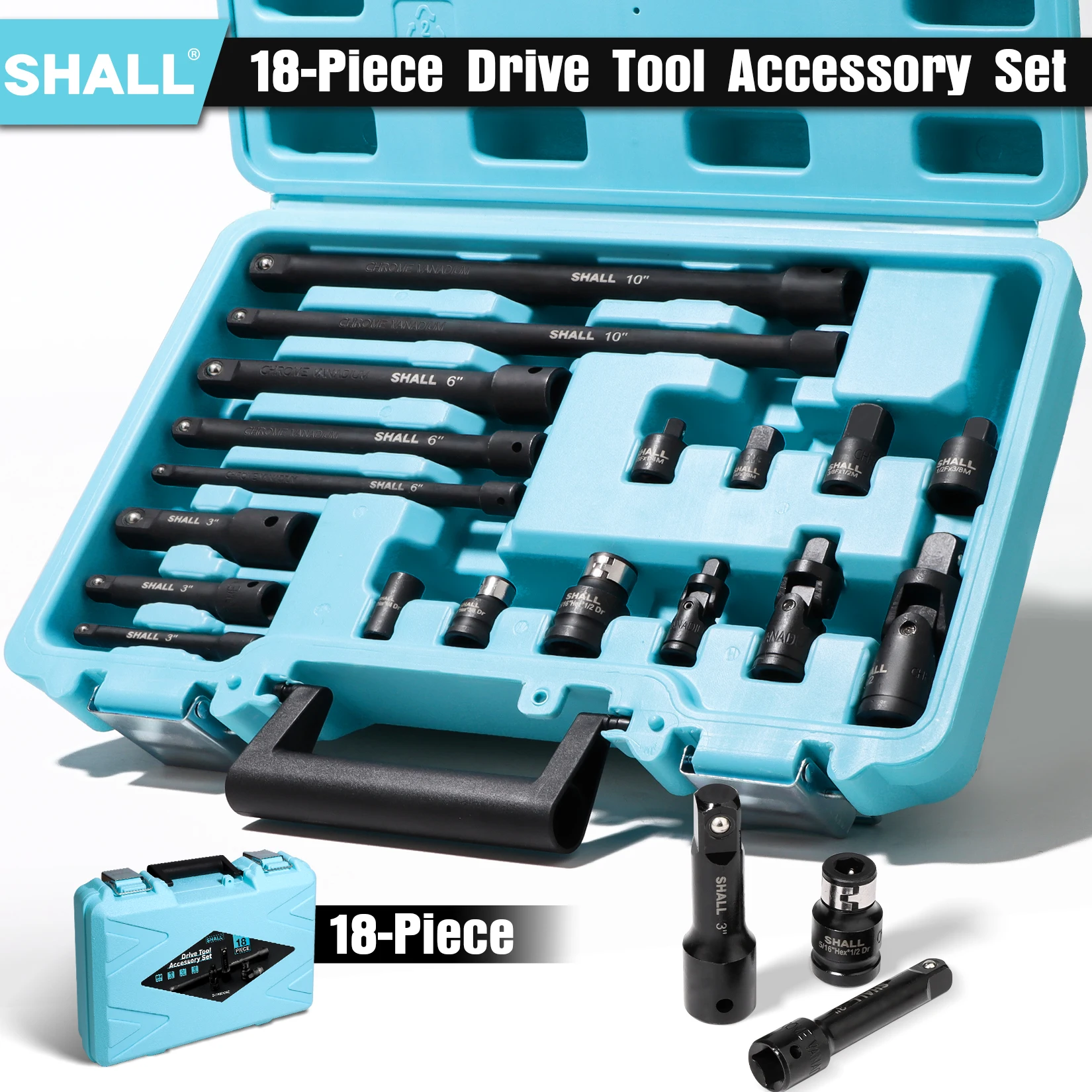 SHALL 18-Piece Drive Tool Accessory Set 1/4