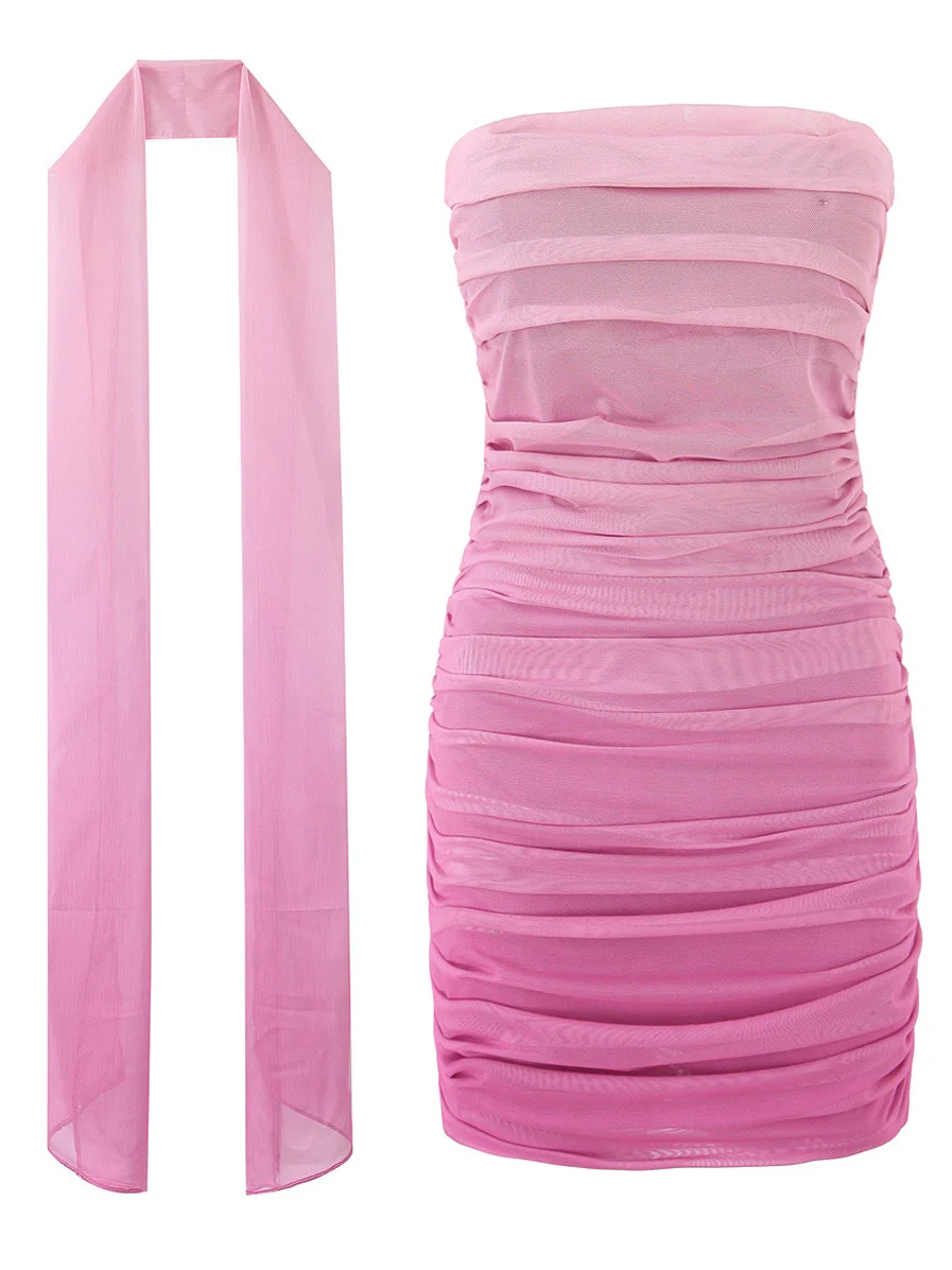 aduated Pink Folded Women's Sexy Strapl Dr Elastic Bodycon ort Skirt Street Sle No Brand adient Folded Women's ...