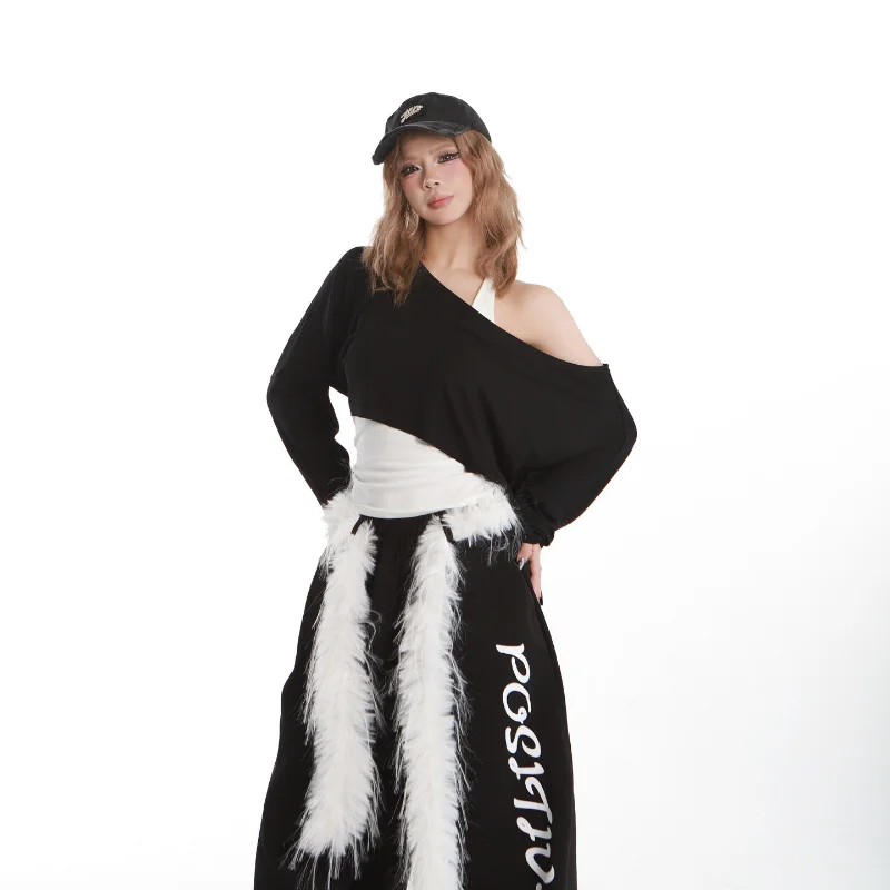 Spring New American Hot Girl Style Long Sleeve T-Shirt Short Sexy Belly Dance Jazz Top Casual Loose Fit Polyester Fabric