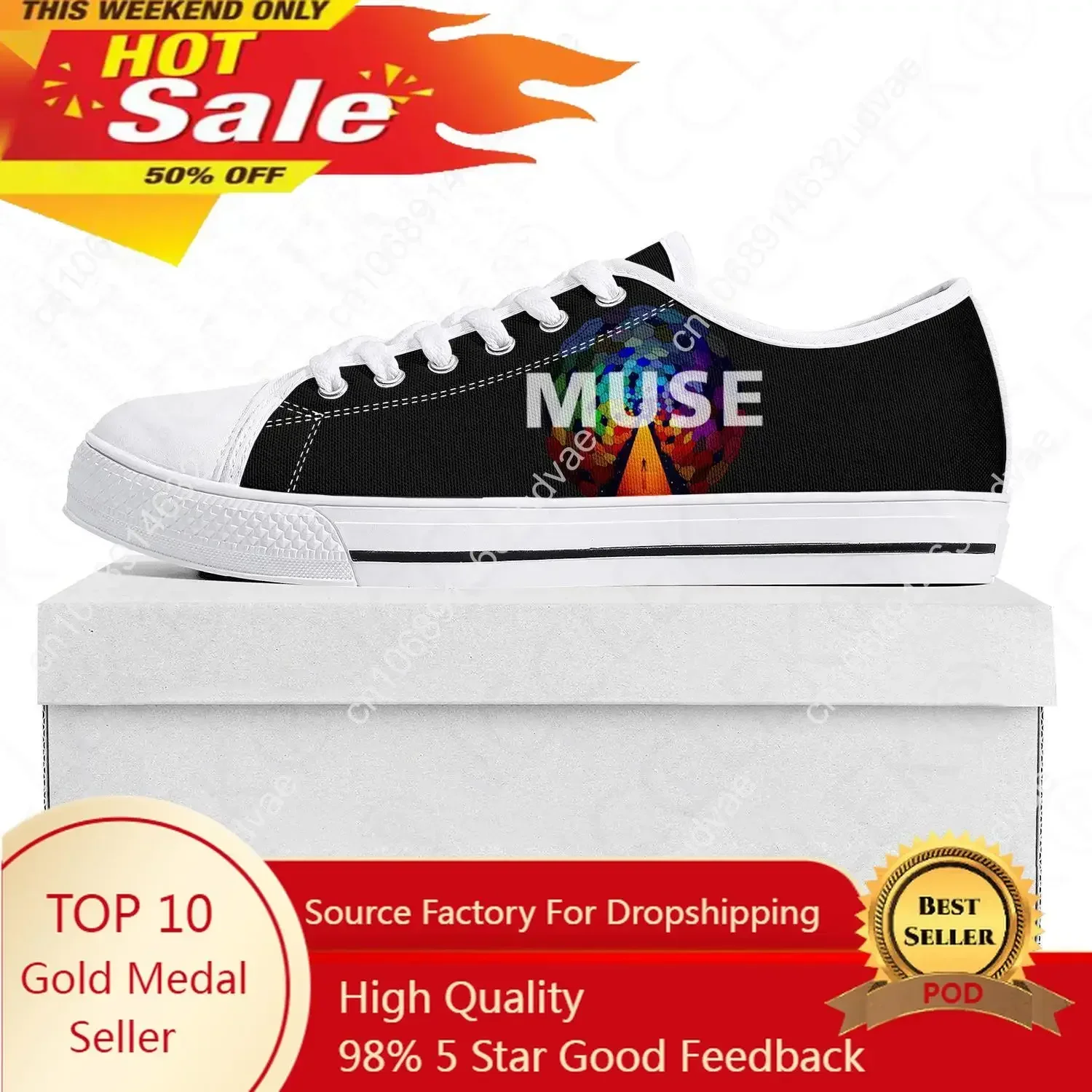 Muse Rock Band England Low Top High Quality Sneakers Mens Womens Teenager Canvas Sneaker  Prode Casual Couple Shoes Custom Shoe