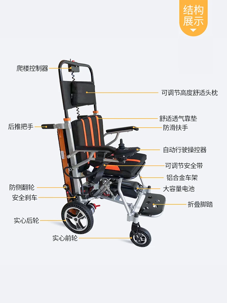 Electric stair climbing wheelchair, intelligent fully automatic crawler, disabled stair climbing artifact, elderly people