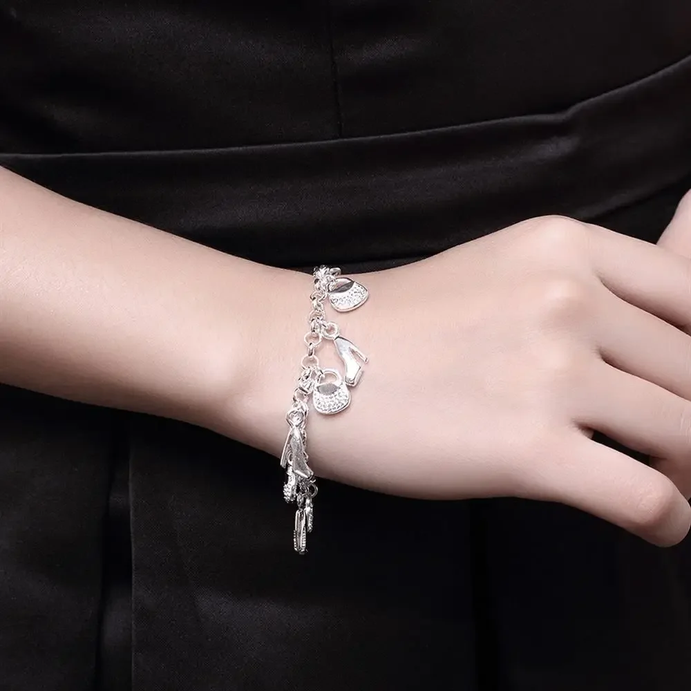 Hot charm 925 Sterling silver Bracelet for woman man Shoes and bags chain wild Wedding party Christmas Gifts fashion Jewelry