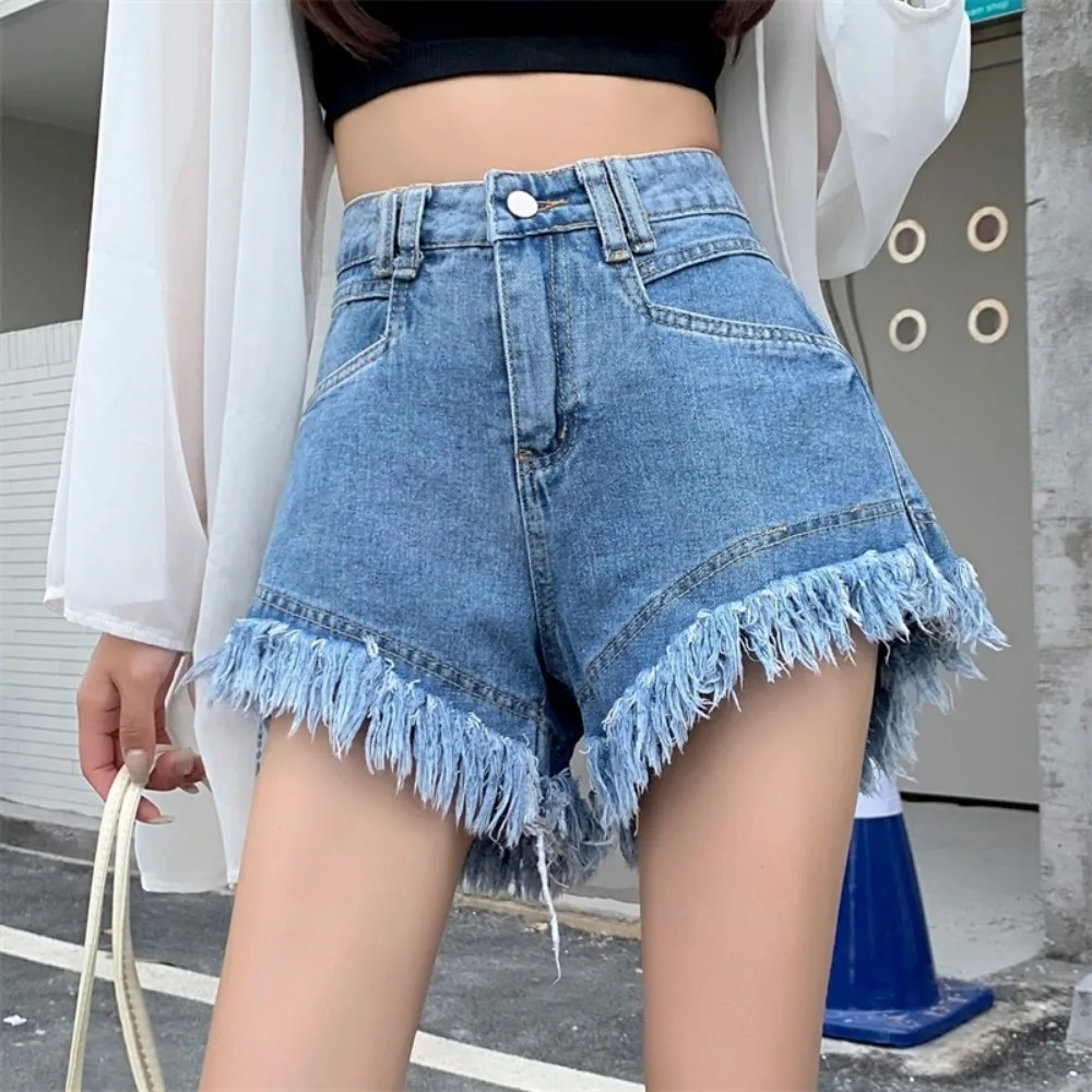 Shorts Women Sexy Summer Tassel Streetwear Hotsweet Korean Style Denim Trousers All-match Aesthetic Popular Hip Hop College Chic