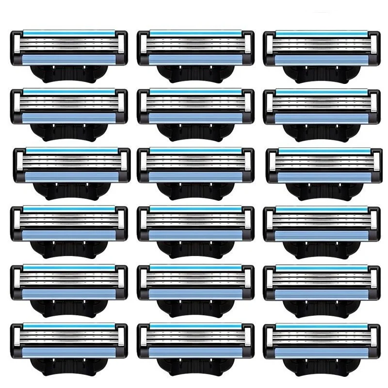 3 Razor Blade for Men Shaver Head Refills Cartridges with Lubrication Strip 3 Layres Blades Fast Cutting Face Beard