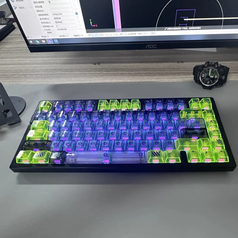 

EVA -01 Keycaps PC Full Transparent Set 171 Key High Transparency and Wear-resistant Original Factory Height Keycap Game Keycaps
