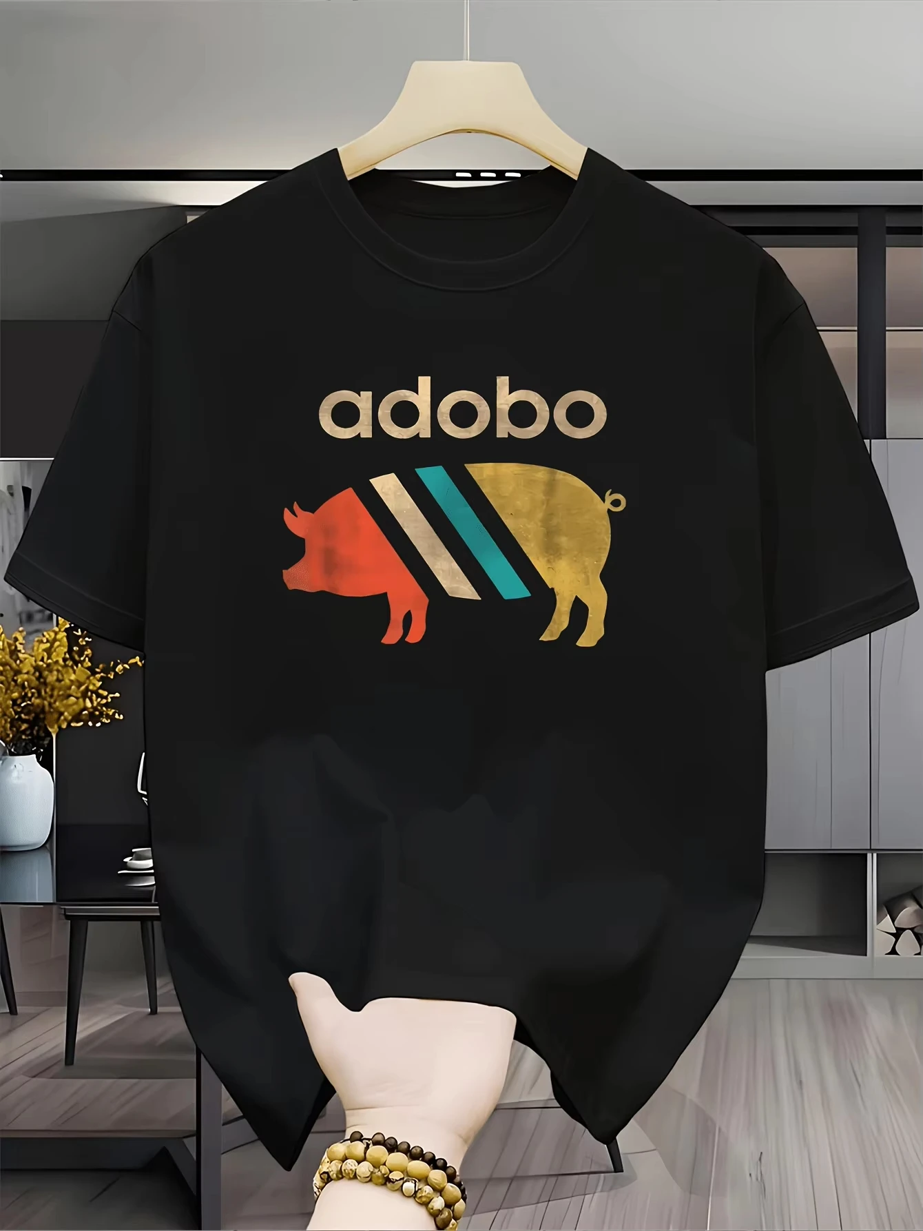 Funny Filipino Adobo Pig T Shirt Philippines Food Lover Graphic Tee Retro Pinoy Pride Summer Casual Fashion Shirt Men and Women