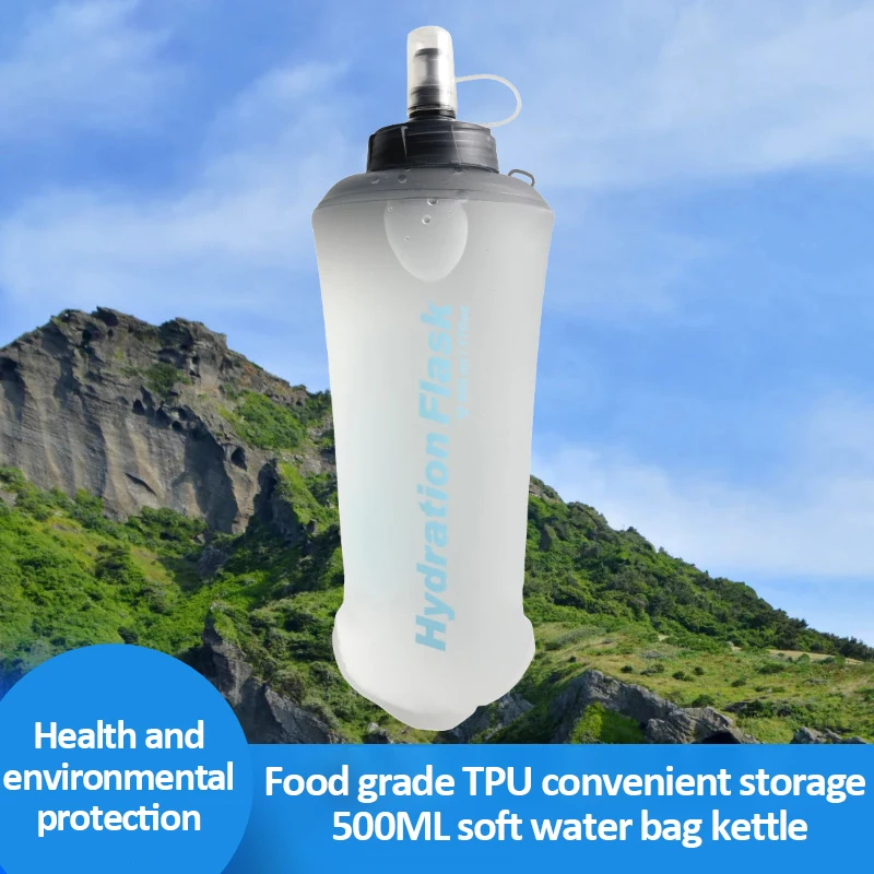 Tpu Soft Water Bottle Foldable Water Bottle Portable Outdoor Sport Storage Water Bag 250/500/750ml Fitness Cycling Water Bag