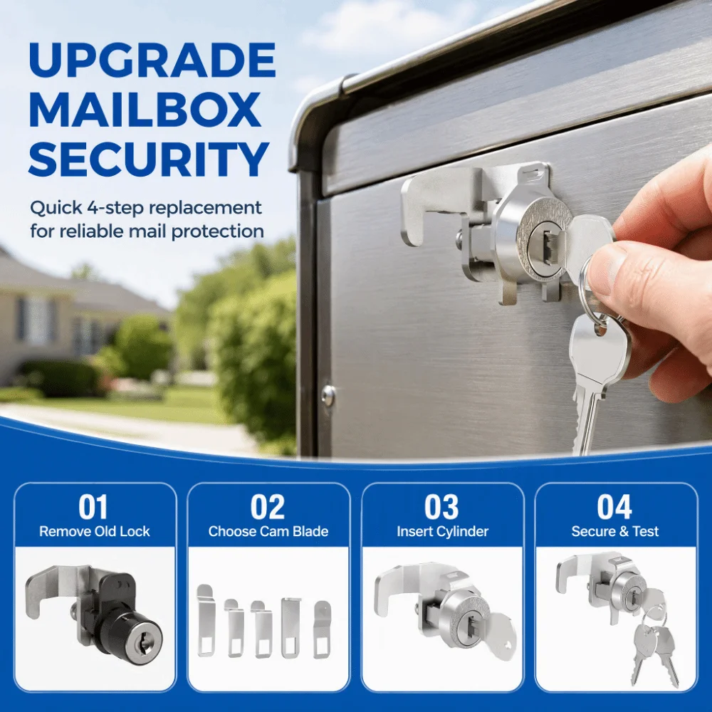 Zinc Alloy Mailbox Lock 5 Pin Tumbler Weather Resistant Cluster Box Lock Waterproof Housing Easy to Install