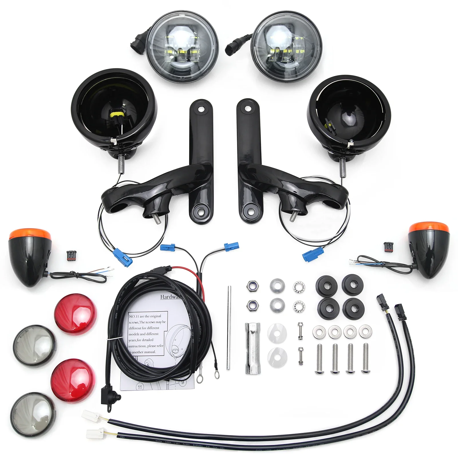 

Светодиодный индикатор, вспомогательное освещение, указатель поворота, спортивная противотуманная фара, 4,5-дюймовый противотуманный фонарь дальнего света для Harley road king 1994-UP