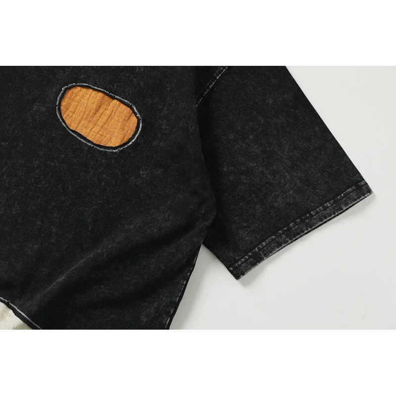 Sakai Kouiti Original Design Distressed and Damaged Short-sleeved Patchwork Casual Personalized
