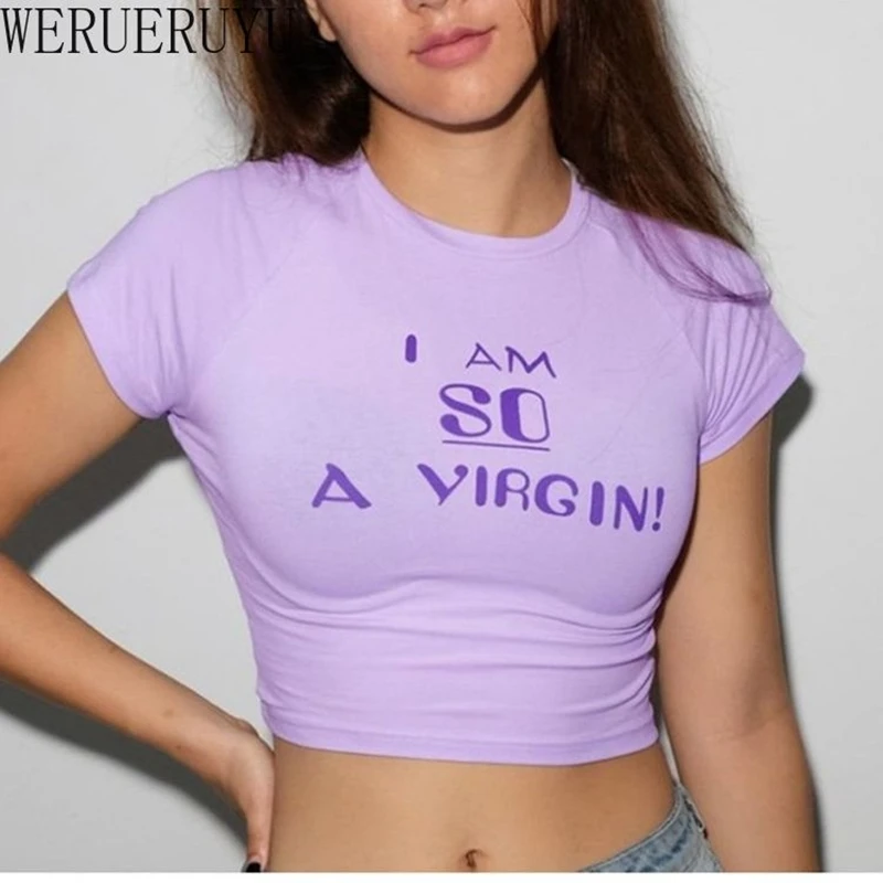 Sexy Crop Top Alphabet Graphic Funny T Shirts Women Clothes 2021 Summer Harajuku Ladies Short Sleeve Streetwear Short Tshirt