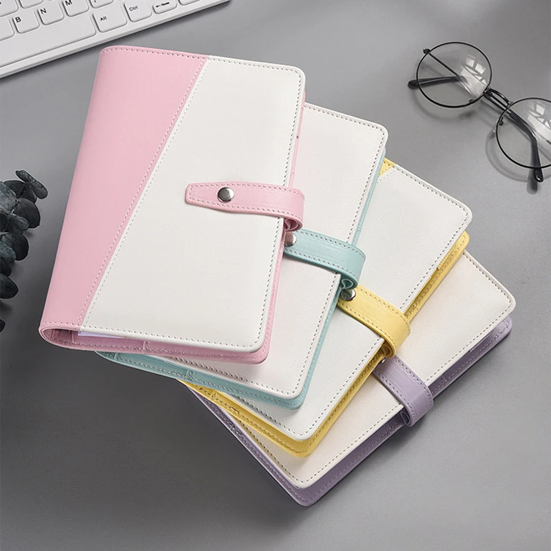 A6 Budget Planner PU Leather Notebook Binder Organizer Cash Envelopes Wallet Binder Cover Binder Pockets Expense Budget Sheets