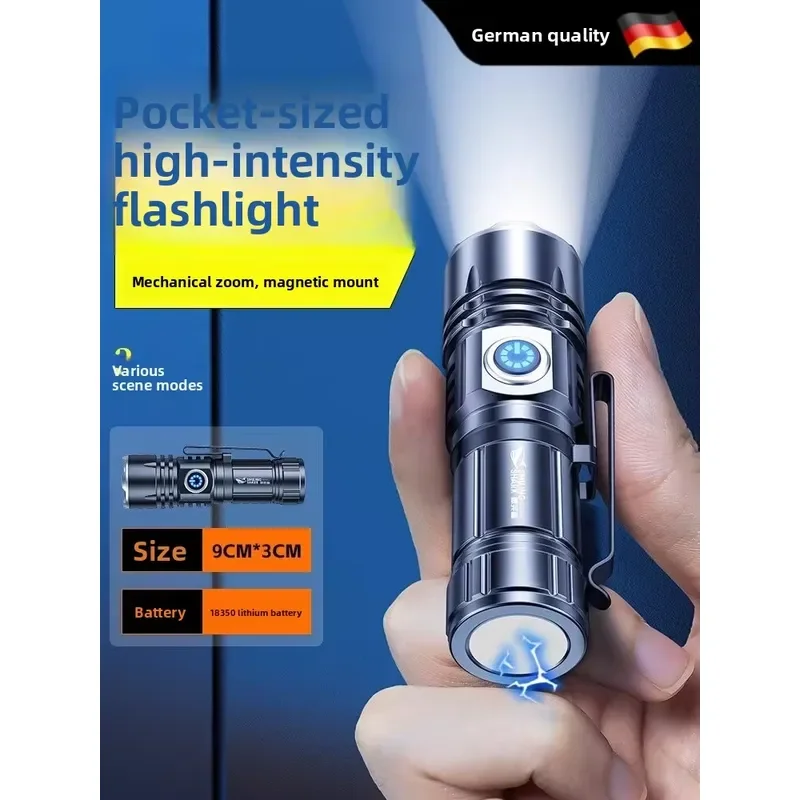 JFU 30W High-intensity Flashlight Ultra-bright Outdoor Zoomable Rechargeable Waterproof Long-range Compact From German Craft