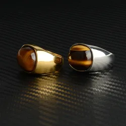 Retro Glass Tiger Eye Ring For Men Zinc Alloy Classic Fashion Designer Ring Handmade Jewelry Rock Hiphop Accessories Unisex Gift