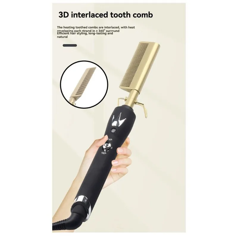 【POPULAR】Tool EU Plug 110-220V Dual Voltage Hair Straightening Comb, Wet& Dry Compatible, 38W Electric Styling Device