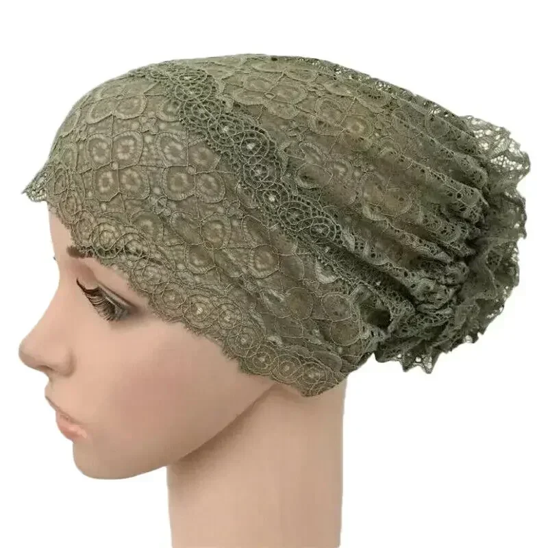 Chapeau intérieur pour femmes musulmanes, écharpe Hijab, bonnet en dentelle, turban, sous-écharpe, écharpe de sauna à fleurs ninja Islam, bonnet rond, couverture contre la perte de cheveux