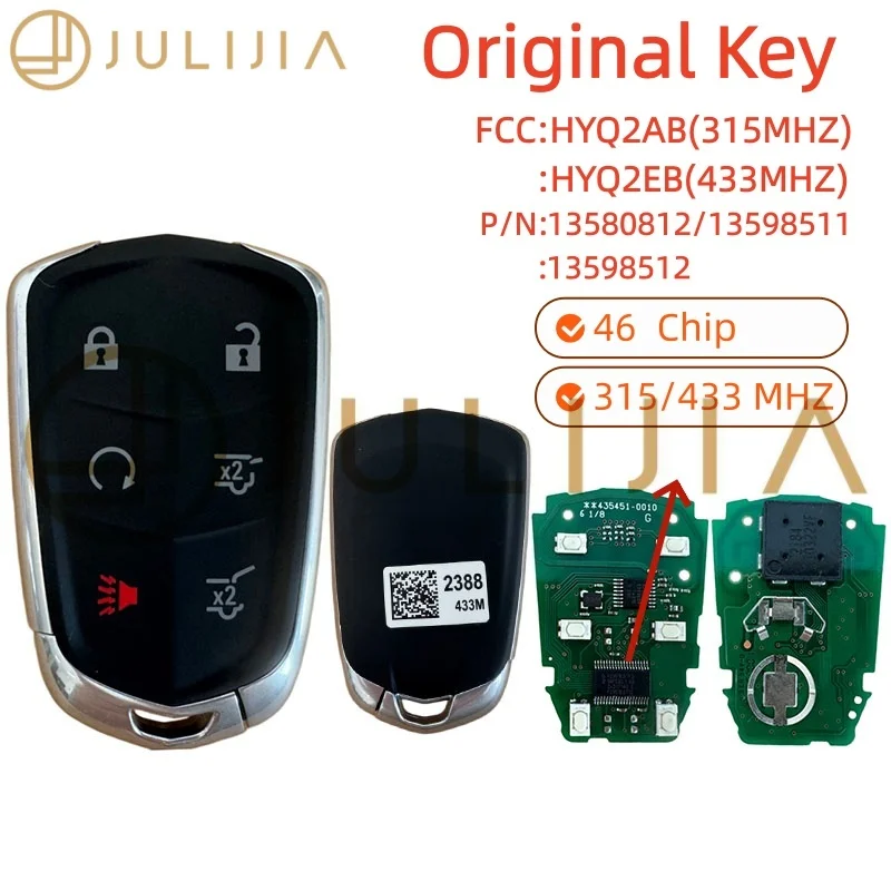 Original For  Cadillac Escalade Car Key HYQ2AB HYQ2EB 315 MHz 433 MHz 2015 -2020 NXP2951E for Cadillac Escalade ESV ID46 Chi