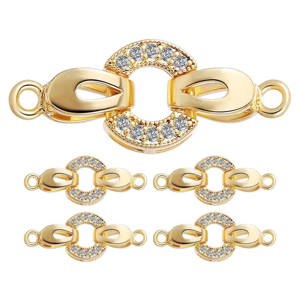 

5Pcs Necklace Closure Fold Over Clasps Zircon Jewelry Making Clasps Buckle for Bracelets Necklace Projects Connector Clasp