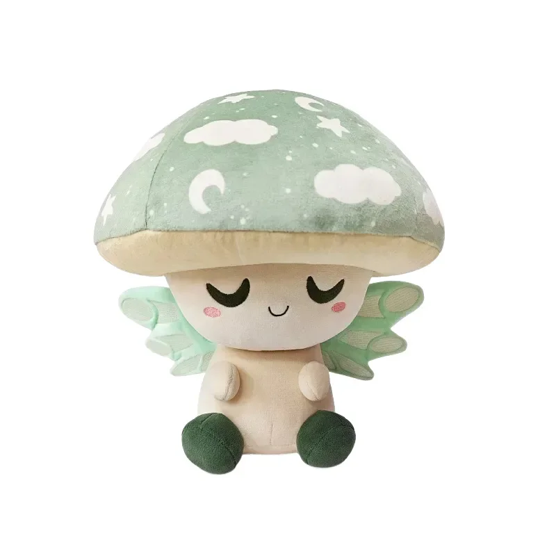 Snoozeshroom – peluche féerique champignon vert mignon, poupée en peluche de dessin animé Kawaii, oreiller doux pour chambre à coucher, jouet cadeaux