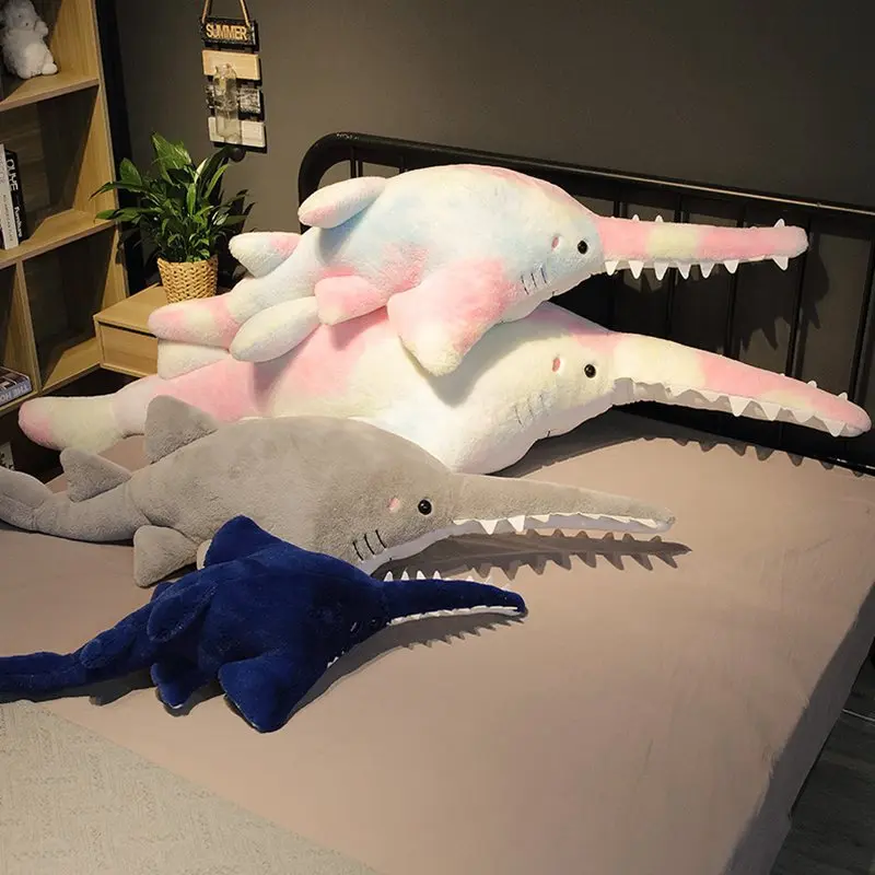 55/95/140CM Kawaii Stuffed Big Teeth Shark Doll Soft Simulation Cute Megalodon Plush Toys Kids Children Animal Pillow Gifts