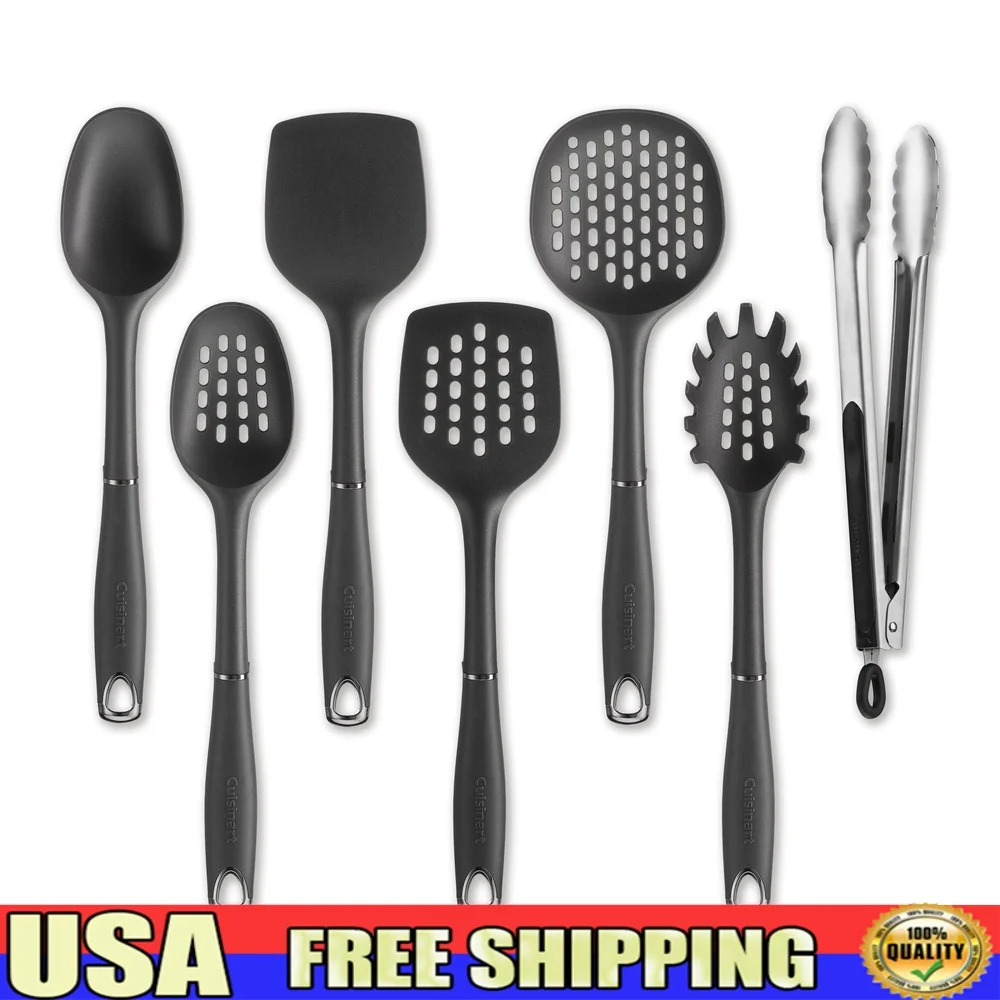 

Набор кухонной утвари из 7 предметов, термостойкие нейлоновые инструменты, эргономичные ручки, антипригарная посуда, безопасная подставка для стойки, необходимое для приготовления пищи