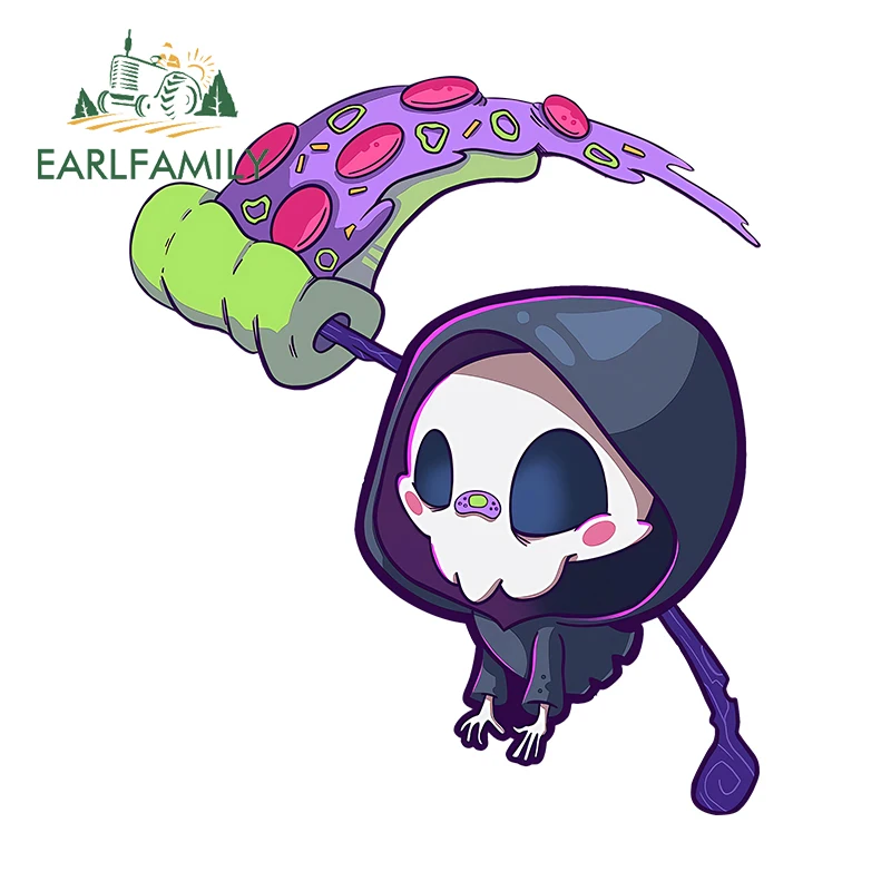 EARLFAMILY 13cm × 11.1cm Cute Skull Cartoon Car Stickers Creative Amuisng Picture Decals Nice Fashionable Car Door Protector